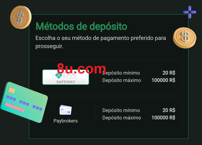 O cassino 8U oferece uma grande variedade de métodos de pagamento